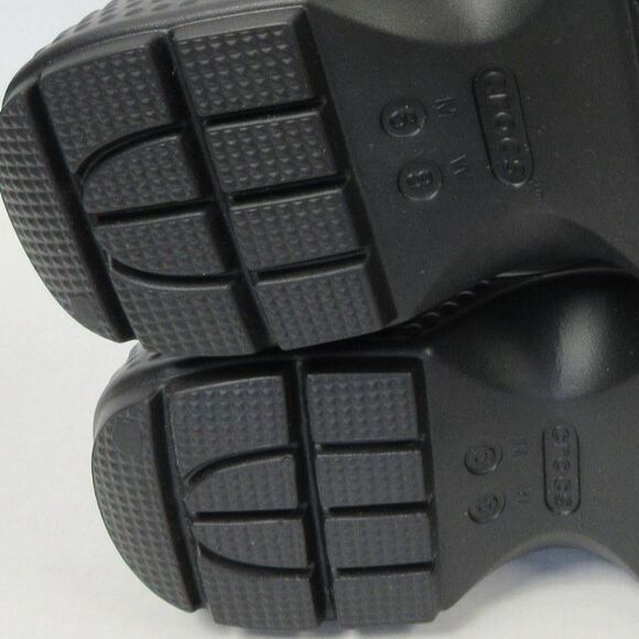 CROCS Stomp Metallic Penny Loafer Womens 8 Black Silver Platform Clog Shoes NEW - Picture 10 of 11